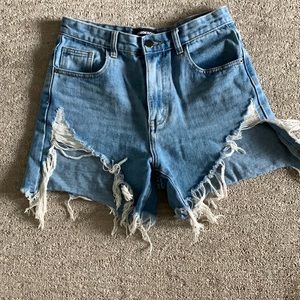 Denim High Low Shorts